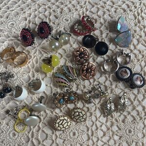 Assorted Vintage Earrings Collection clip-ons and screw backs.